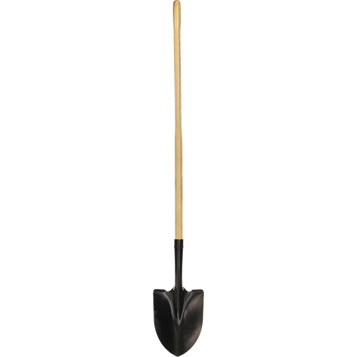 Round Point Shovel, Tempered Steel Blade, Wood, Straight Handle Les Fournitures Industrielles Méga