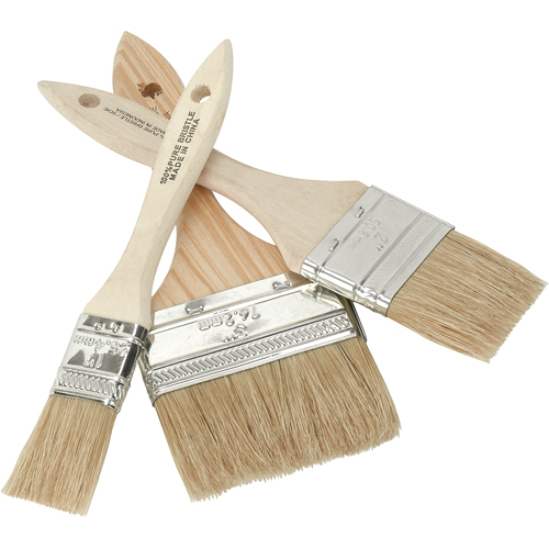Pinceau &agrave; soies rases, Soie blanche, Manche Bois, Largeur de 1" Les Fournitures Industrielles Méga
