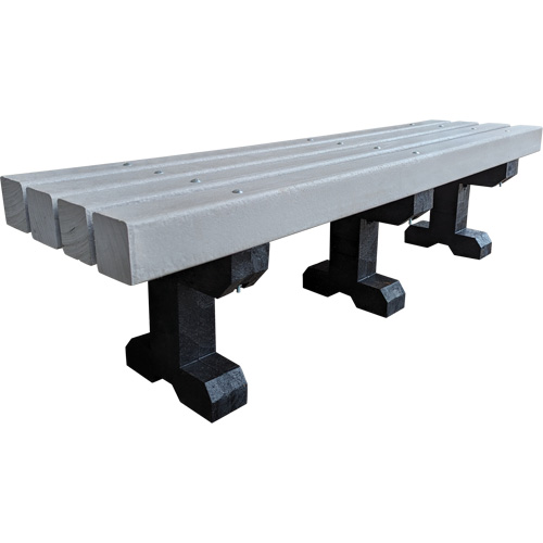 Park Bench, Recycled Plastic, 72" L x 17" W x 17" H, Grey Les Fournitures Industrielles Méga