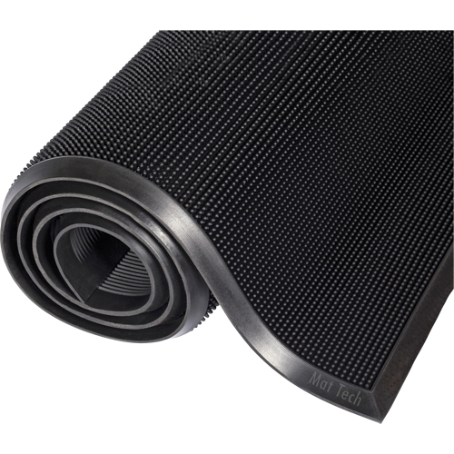 Tapis Mat-A-Dor, Caoutchouc, Grattoir Type, Motif Style pointe de doigt, 2-2/3' x 3-1/4', Noir Les Fournitures Industrielles Méga
