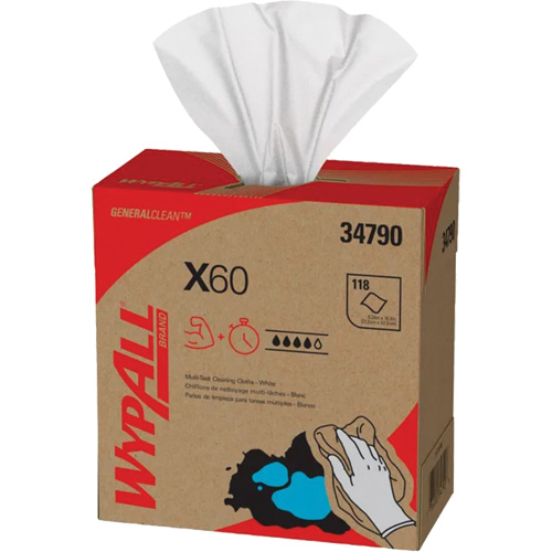 WypAll&reg; X60 Wipers, All-Purpose, 16-3/4" L x 8-3/8" W Les Fournitures Industrielles Méga