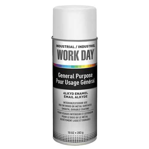 Industrial Work Day Paint, White, Very Flat, 10 oz., Aerosol Can Les Fournitures Industrielles Méga