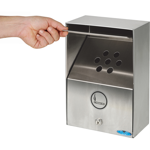 Smoking Receptacles, Wall-Mount, Stainless Steel, 3.3 Litres Capacity, 13-1/2" Height Les Fournitures Industrielles Méga