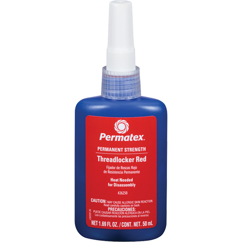 Adh&eacute;sif frein-filet, Rouge, &eacute;lev&eacute;, 50 ml, Bouteille Les Fournitures Industrielles Méga