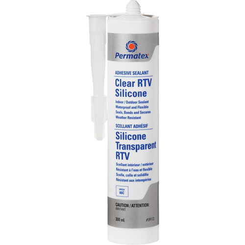 Scellant adh&eacute;sif RTV transparent, 300 ml, Cartouche, Transparent Les Fournitures Industrielles Méga