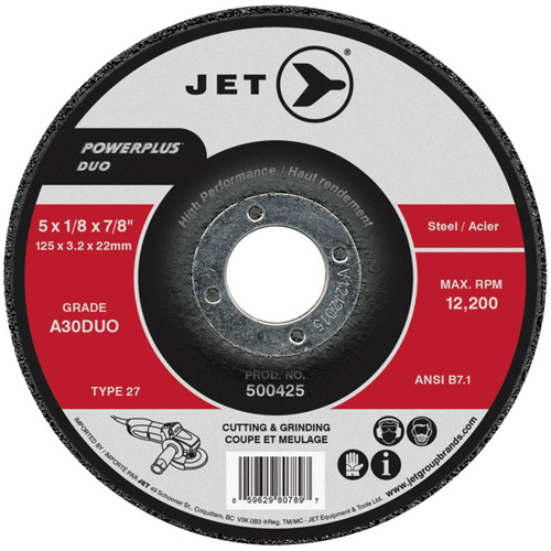 POWERPLUS DUO Cutting/Grinding Wheel, 4" x 1/8", 5/8" Arbor, Type 27, A30DUO Grit Les Fournitures Industrielles Méga