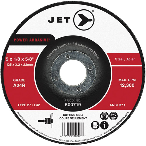 Power Abrasive Cut-Off Wheel, 4-1/2" x 1/8", 7/8" Arbor, Type 27, 13300 RPM Les Fournitures Industrielles Méga