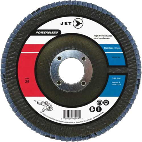 Disque &agrave; lamelles POWERBLEND, 4-1/2" x 7/8", Type 29, Grain Z120, Alumine de zirconium Les Fournitures Industrielles Méga