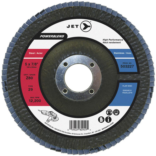Disque &agrave; lamelles PowerBlend, 7" x 7/8", Type 29, Grain Z40, Alumine de zirconium Les Fournitures Industrielles Méga