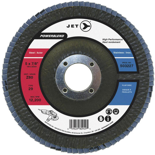 Disque &agrave; lamelles PowerBlend, 7" x 7/8", Type 29, Grain Z80, Alumine de zirconium Les Fournitures Industrielles Méga