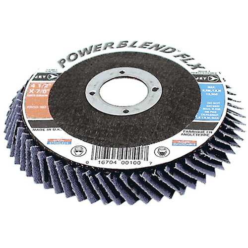 Disque &agrave; lamelles flexible PowerBlend FLX, 4-1/2" x 7/8", Type 27, Grain Z60, Alumine de zirconium Les Fournitures Industrielles Méga