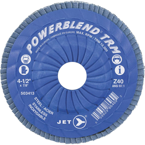Disque &agrave; lamelles ajustables POWERBLEND TRM, 5" x 7/8", Type 29, Grain Z60, Alumine de zirconium Les Fournitures Industrielles Méga
