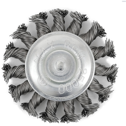 Brosse radiale &agrave; fils nou&eacute;s torsad&eacute;s mont&eacute; sur mandrin EKR275-20, 3", Fils ,02", Tige 1/4" Les Fournitures Industrielles Méga