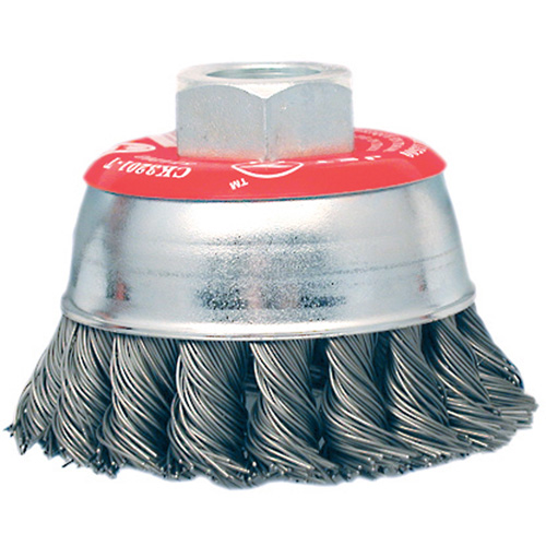 Brosse boisseau &agrave; fils li&eacute;s et nou&eacute;s &agrave; haute performance, 3" dia. x 10mm x 1,25" arbre Les Fournitures Industrielles Méga