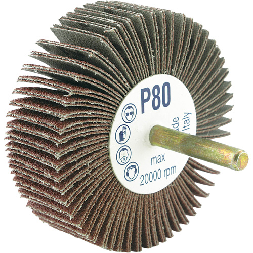Shaft Mounted Flapwheel, 80 Grit, 3" x 1/4" Les Fournitures Industrielles Méga