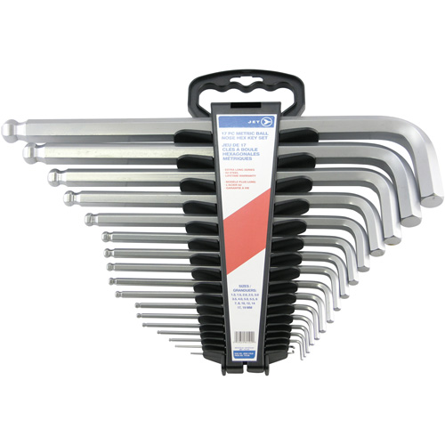 Jumbo Extra-Long Ball Nose Hex Key Set, 17 Pcs., Metric Les Fournitures Industrielles Méga