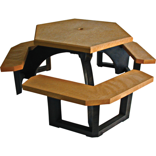 Tables de pique-nique hexagonales en plastique recycl&eacute;, 78" lo x 78" la, C&egrave;dre Les Fournitures Industrielles Méga