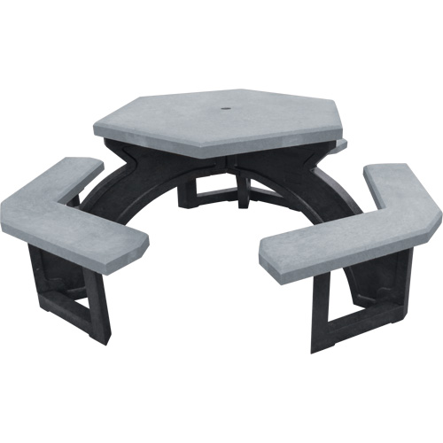 Tables de pique-nique hexagonales en plastique recycl&eacute;, 78" lo x 78" la, Gris Les Fournitures Industrielles Méga