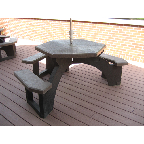 Tables de pique-nique hexagonales en plastique recycl&eacute;, 78" lo x 78" la, Brun Les Fournitures Industrielles Méga
