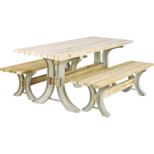 Trousse de table &agrave; pique-nique et bancs 2x4 Basics, 8' lo x 30" la, Sable Les Fournitures Industrielles Méga