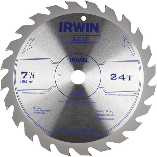 Classic Series Circular Saw Blade, 7-1/4", 24 Teeth, Wood Use Les Fournitures Industrielles Méga