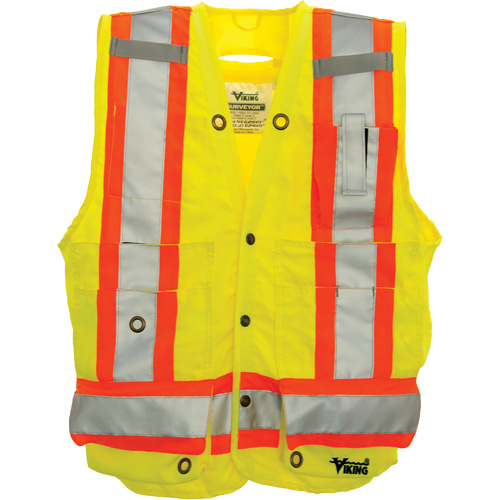 Surveyor Safety Vest, High Visibility Lime-Yellow, Large, Polyester Les Fournitures Industrielles Méga