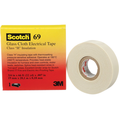 Scotch&reg; Glass Cloth Tape, 19 mm (3/4") W x 20 m (66') L, 7 mils, White Les Fournitures Industrielles Méga