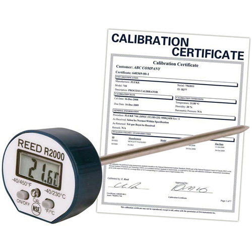 Thermom&egrave;tre avec certificat de calibration, Contact, Num&eacute;rique, -40-450°F (-40-230°C) Les Fournitures Industrielles Méga
