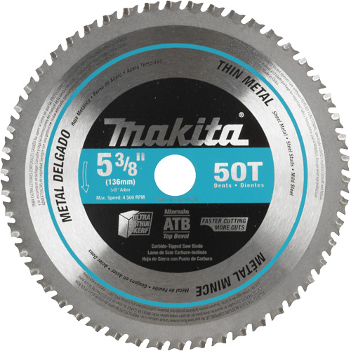 Carbide-Tipped Saw Blade, 5-3/8", 50 Teeth, Metal Use Les Fournitures Industrielles Méga