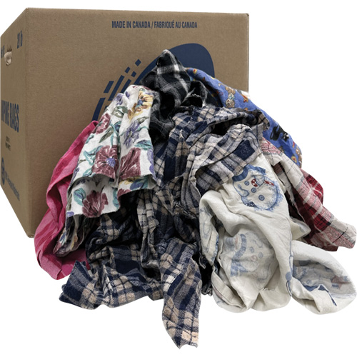 Select Wiper Rags, Flannel, Mix Colours, 20 lbs. Les Fournitures Industrielles Méga