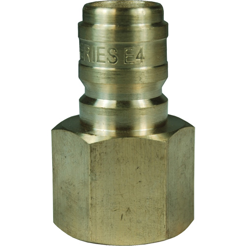 DQC E-Series Straight Through Interchange Plug, Brass, 3/4", Female NPTF, 1700 PSI Les Fournitures Industrielles Méga