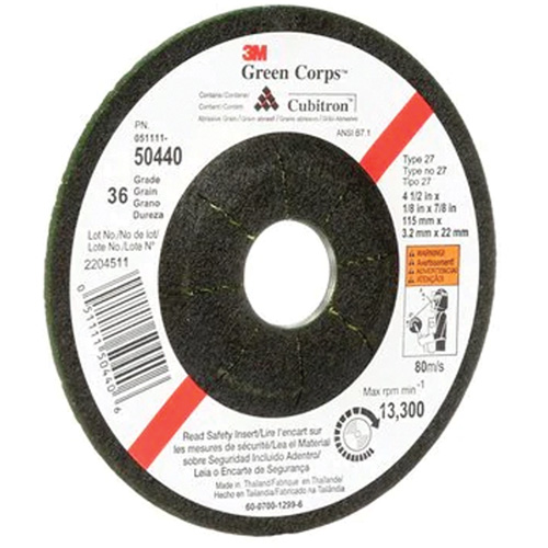Green Corps Flexible Grinding Wheel, 4-1/2" x 1/8", 7/8" Arbor, Ceramic, Type 27 Les Fournitures Industrielles Méga