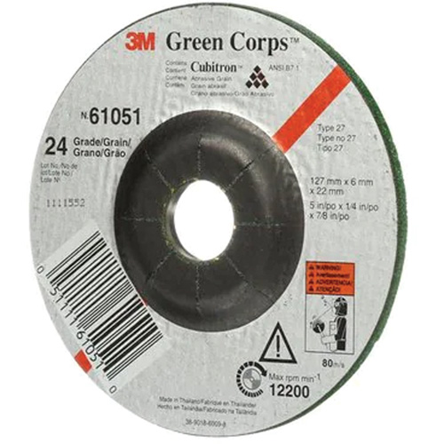 Green Corps Flexible Grinding Wheel, 5" x 1/4", 7/8" Arbor, Ceramic, Type 1 Les Fournitures Industrielles Méga