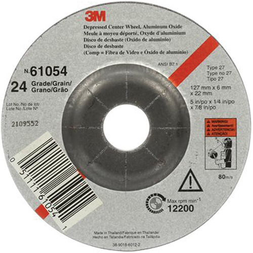 Depressed Centre Grinding Wheel, 5" x 27, Aluminum Oxide Les Fournitures Industrielles Méga