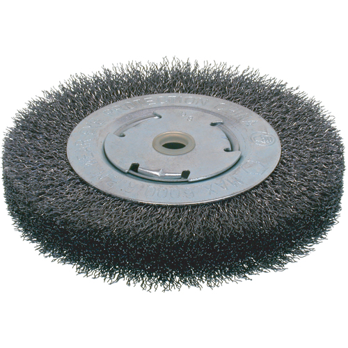 Brosses &eacute;conomiques &agrave; fils cr&ecirc;p&eacute;s - Face large, 6" dia., Fils 0.014, Arbre 2" Les Fournitures Industrielles Méga