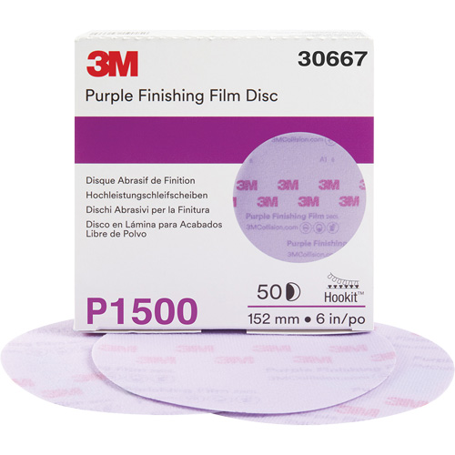 Hookit Purple Finishing Film Abrasive Disc, 6" Dia., P1500 Grit, Aluminum Oxide Les Fournitures Industrielles Méga
