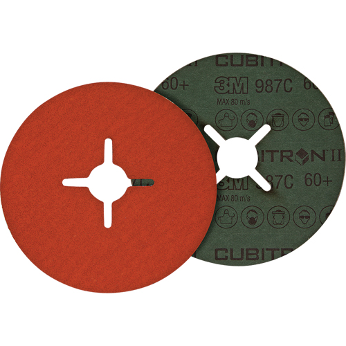 Cubitron II Fibre Discs - 987C, Ceramic Grain, 80+, 7" Dia x 7/8" Arbor Les Fournitures Industrielles Méga