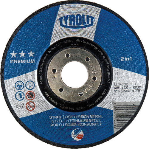 Premium 2-in-1 Grinding Wheel, 4-1/2" x 9/32", 7/8" Arbor, Type 27 Les Fournitures Industrielles Méga