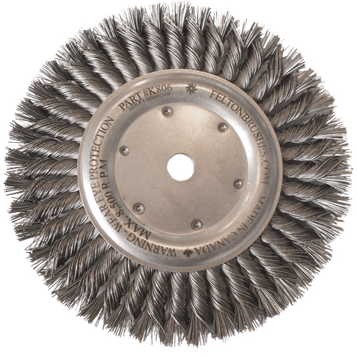 Brosses m&eacute;talliques &agrave; touret, Dia. 8", Fils 0,014", Arbre 5/8"-11, Acier Les Fournitures Industrielles Méga