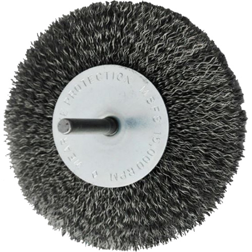 Circular Crimped Wire End Brushes, 4", 0.008" Fill, 1/4" Shank Les Fournitures Industrielles Méga