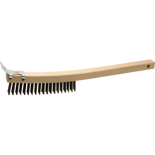 Brosse de nettoyage avec racloir, Acier, 3 x 19 rangs de fils, Longueur 13" Les Fournitures Industrielles Méga
