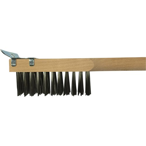 Brosse de nettoyage avec racloir, Acier inoxydable, 3 x 10 rangs de fils, Longueur 20" Les Fournitures Industrielles Méga