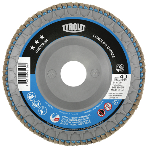 Heavy-Duty C-Trim Flap Disc, 6" x 7/8", Type 29, 40 Grit, Zirconium Les Fournitures Industrielles Méga