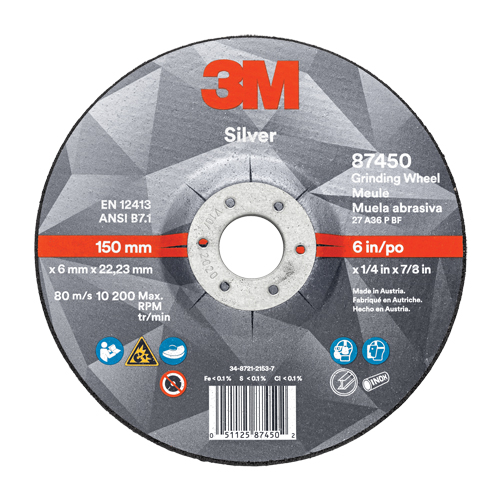 Silver Depressed Centre Grinding Wheel, 5" x 1/4", 7/8" Arbor, Ceramic, Type 27 Les Fournitures Industrielles Méga