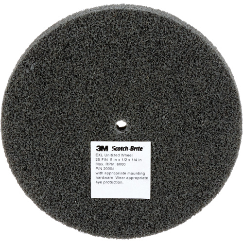 Meule unitaris&eacute;e EXL Scotch-Brite, 5" x 1/2", Arbre de 1/4", Grain de Fin, Carbure de silicium Les Fournitures Industrielles Méga