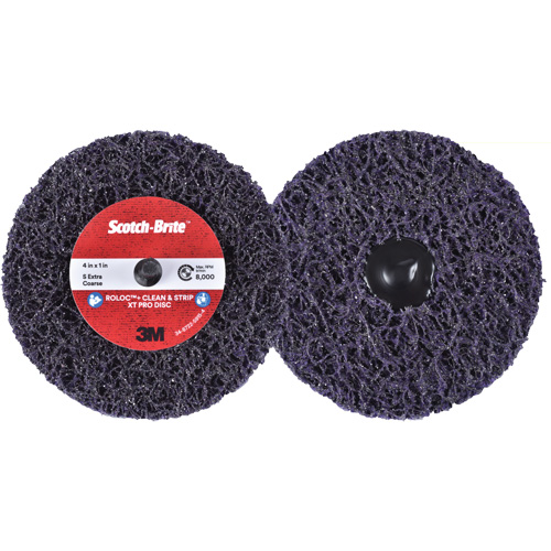 Disque  Clean and Strip  XT Pro Roloc Scotch-Brite, 4" dia., Grain Extra grossier, Carbure de silicium Les Fournitures Industrielles Méga