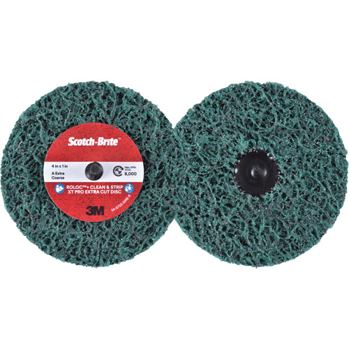 Disque extra coupe  Clean and Strip  XT Pro Roloc Scotch-Brite, 4" dia., Grain Extra grossier, Oxyde d'aluminium Les Fournitures Industrielles Méga