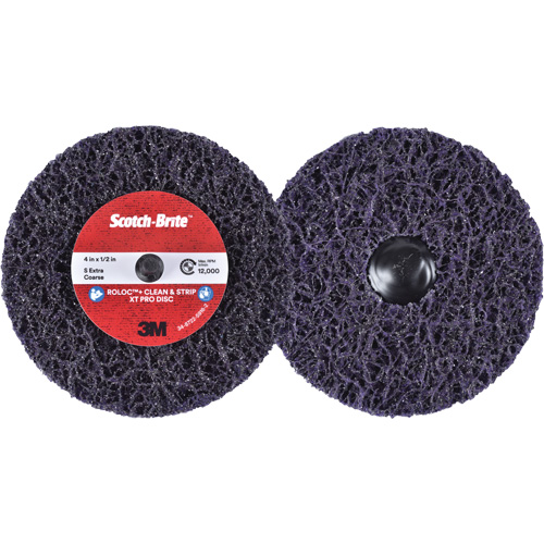 Disque  Clean and Strip  XT Pro Roloc Scotch-Brite, 4" dia., Grain Extra grossier, Carbure de silicium Les Fournitures Industrielles Méga