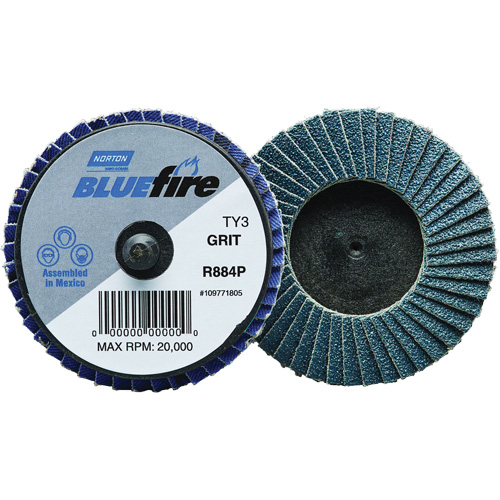 BlueFire&reg; R884P Plastic Flat Mini Flap Disc, 2" x Type 27, P80 Grit, Zirconia Alumina Les Fournitures Industrielles Méga