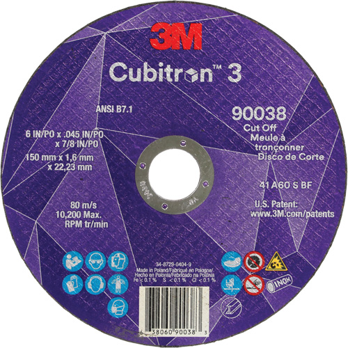 Cubitron 3 Cut-Off Wheel, 6" x 0.045", Type T27, Ceramic, 10200 RPM Les Fournitures Industrielles Méga